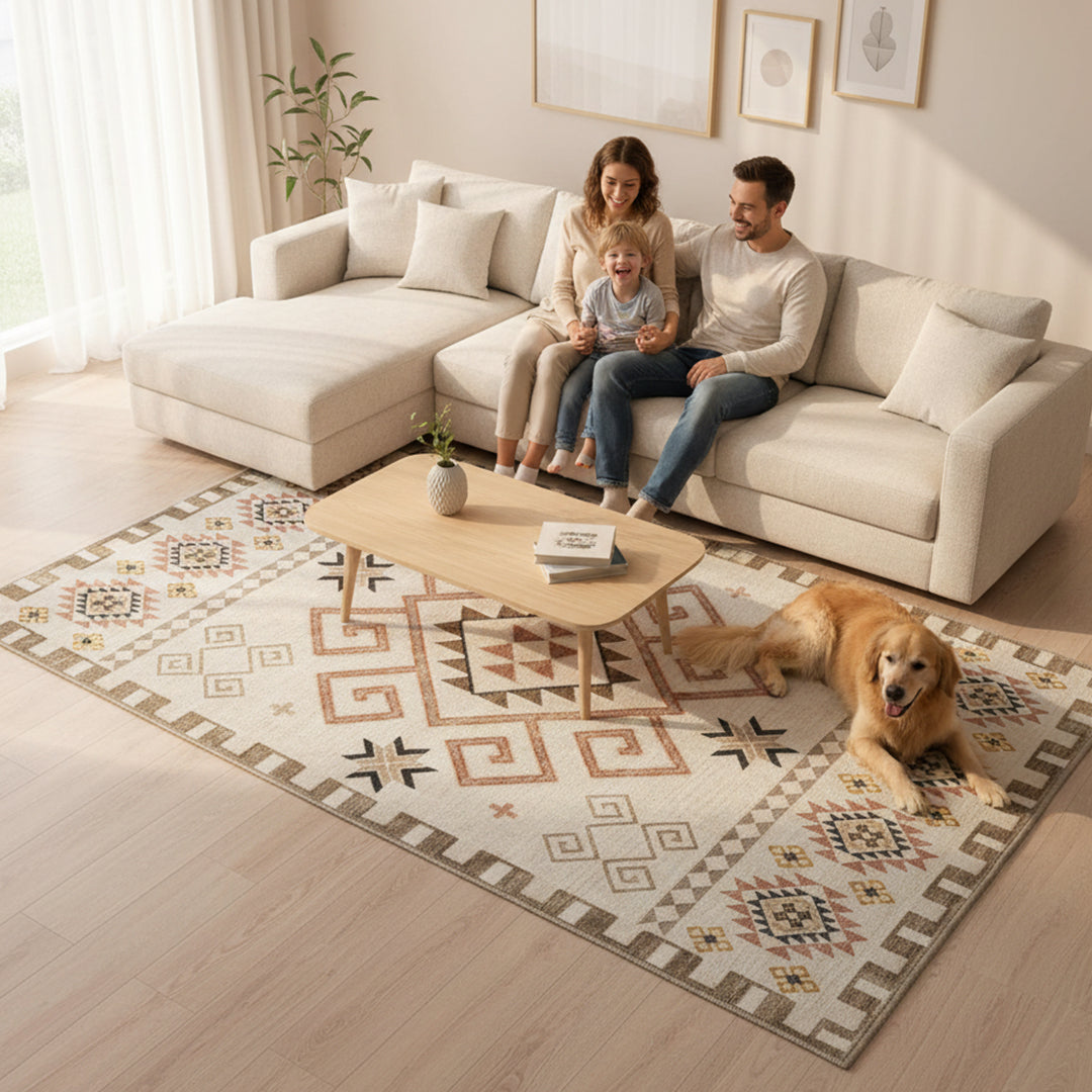 Muddy Mat® Sedona Washable Area Rugs for Living Room, Bedroom & Dining Room – Modern Soft Low Pile Non Slip Carpet – Pet Friendly Waterproof Foldable Rugs for Home