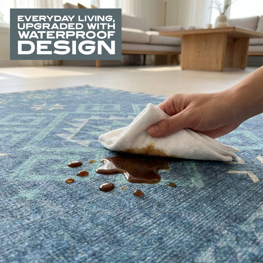 Muddy Mat® Mesa Washable Area Rugs for Living Room, Bedroom & Dining Room – Modern Soft Low Pile Non Slip Carpet – Pet Friendly Waterproof Foldable Rugs for Home