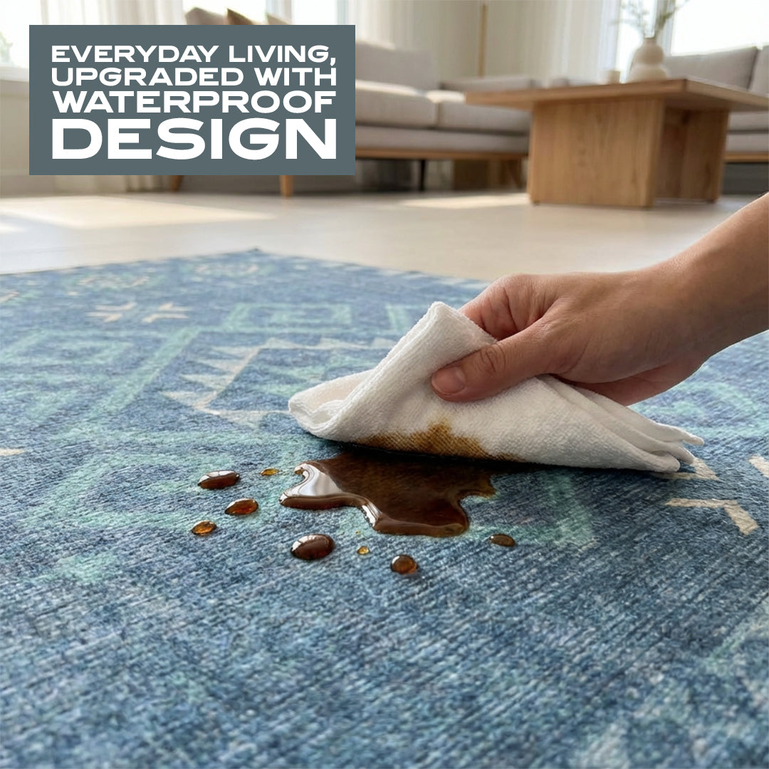 Muddy Mat® Mesa Washable Area Rugs for Living Room, Bedroom & Dining Room – Modern Soft Low Pile Non Slip Carpet – Pet Friendly Waterproof Foldable Rugs for Home