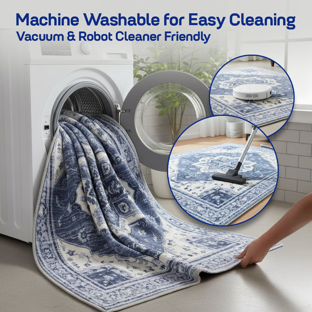 Muddy Mat® Admiral Washable Area Rugs for Living Room, Bedroom & Dining Room – Modern Soft Low Pile Non Slip Carpet – Pet Friendly Waterproof Foldable Rugs for Home