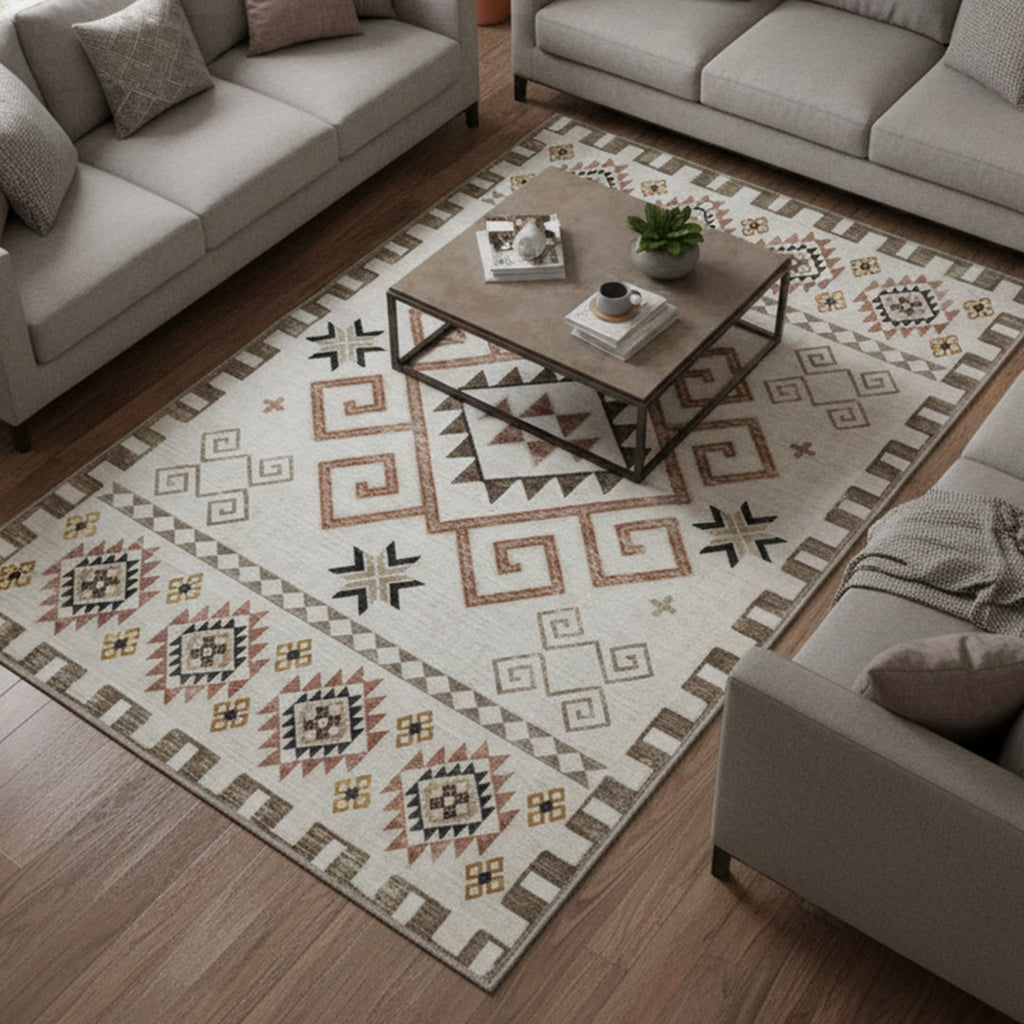 Muddy Mat® Sedona Washable Area Rugs for Living Room, Bedroom & Dining Room – Modern Soft Low Pile Non Slip Carpet – Pet Friendly Waterproof Foldable Rugs for Home