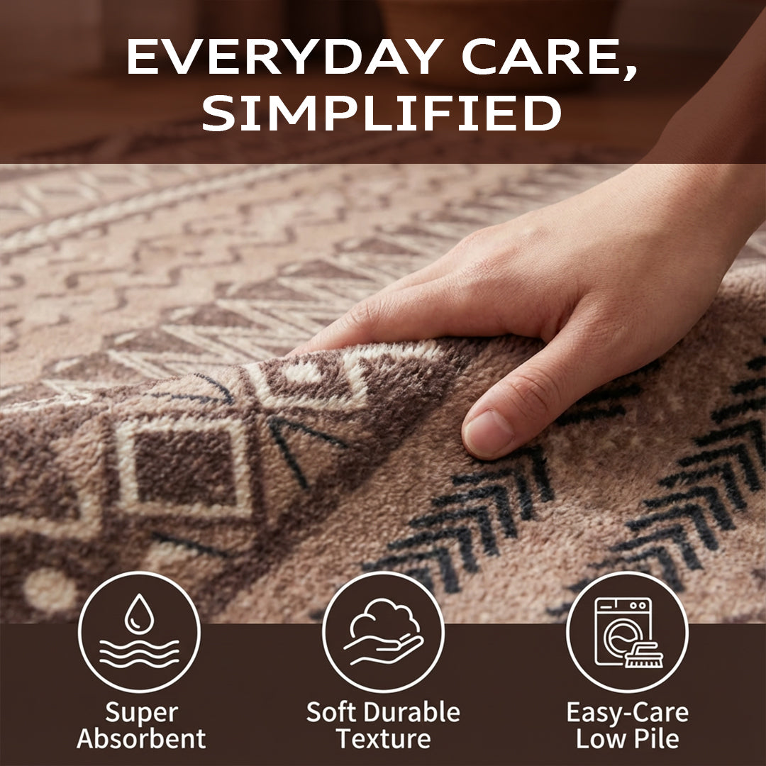 Muddy Mat® Nomad Washable Area Rugs for Living Room, Bedroom & Dining Room – Modern Soft Low Pile Non Slip Carpet – Pet Friendly Waterproof Foldable Rugs for Home