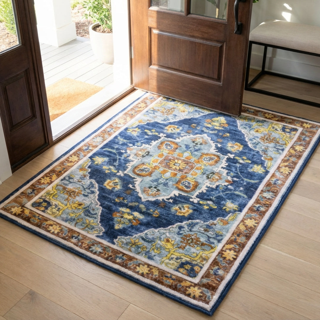 Muddy Mat® Mosaic Washable Area Rugs for Living Room, Bedroom & Dining Room – Modern Soft Low Pile Non Slip Carpet – Pet Friendly Waterproof Foldable Rugs for Home