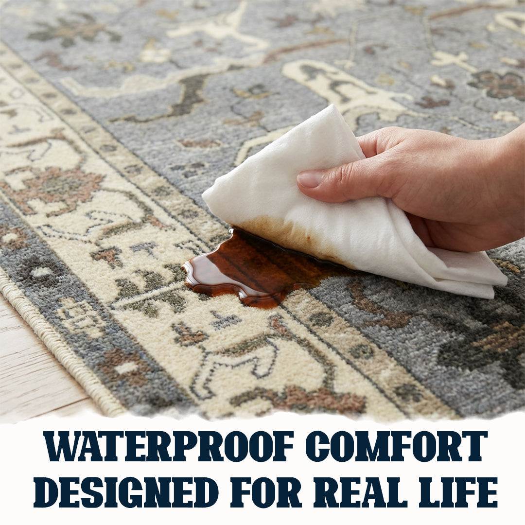 Muddy Mat® Duskfall Washable Area Rugs for Living Room, Bedroom & Dining Room – Modern Soft Low Pile Non Slip Carpet – Pet Friendly Waterproof Foldable Rugs for Home