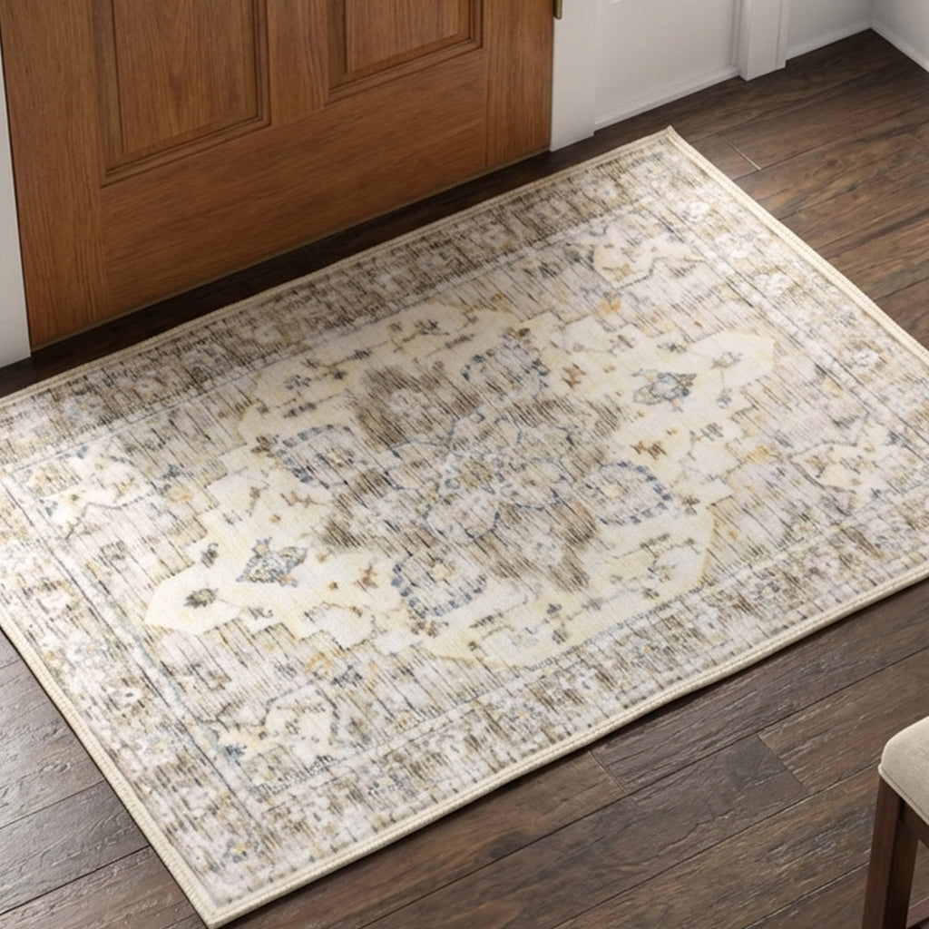 Muddy Mat® Tuscany Washable Area Rugs for Living Room, Bedroom & Dining Room – Modern Soft Low Pile Non Slip Carpet – Pet Friendly Waterproof Foldable Rugs for Home