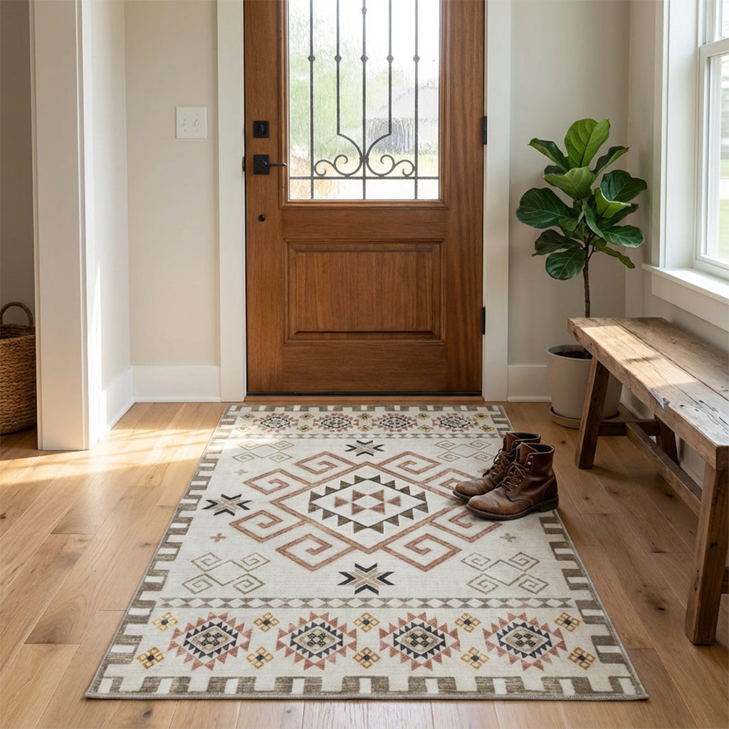 Muddy Mat® Sedona Washable Area Rugs for Living Room, Bedroom & Dining Room – Modern Soft Low Pile Non Slip Carpet – Pet Friendly Waterproof Foldable Rugs for Home
