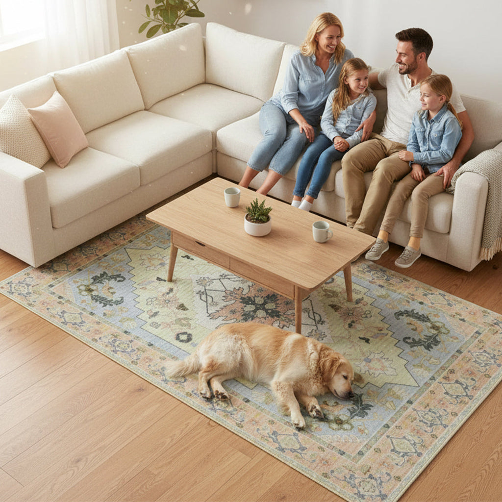 Muddy Mat® Sorrento Washable Area Rugs for Living Room, Bedroom & Dining Room – Modern Soft Low Pile Non Slip Carpet – Pet Friendly Waterproof Foldable Rugs for Home