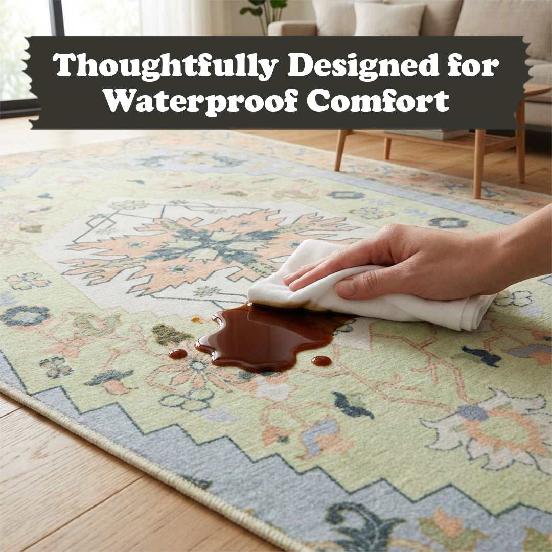 Muddy Mat® Sorrento Washable Area Rugs for Living Room, Bedroom & Dining Room – Modern Soft Low Pile Non Slip Carpet – Pet Friendly Waterproof Foldable Rugs for Home