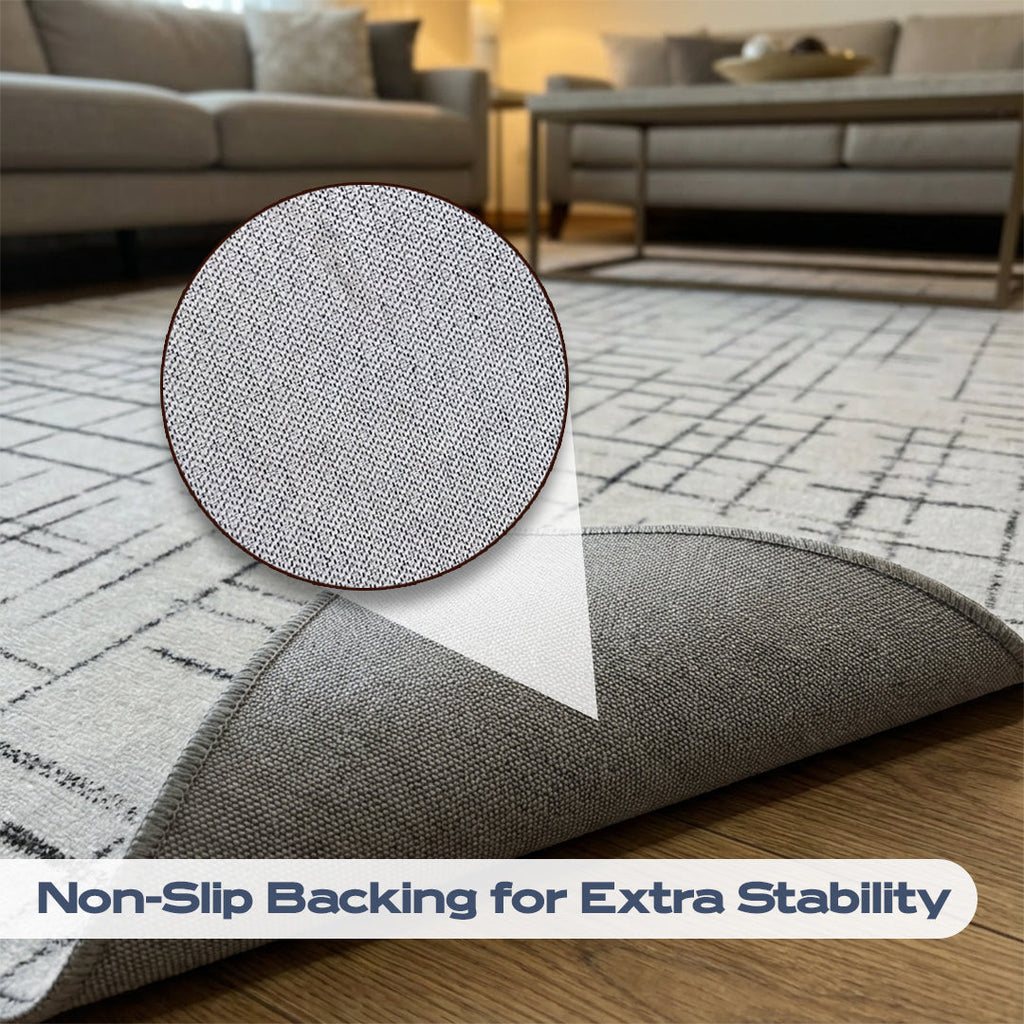 Muddy Mat® Strata Washable Area Rugs for Living Room, Bedroom & Dining Room – Modern Soft Low Pile Non Slip Carpet – Pet Friendly Waterproof Foldable Rugs for Home