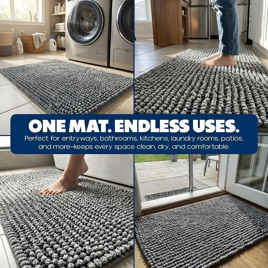 Muddy Mat® TrapMax Indoor Dog Door Mat & Bathroom Rugs – Non Slip Chenille Entryway Rug for Muddy Paws, Super Absorbent Washable Front Door Mat, Quick Dry Bath Mat