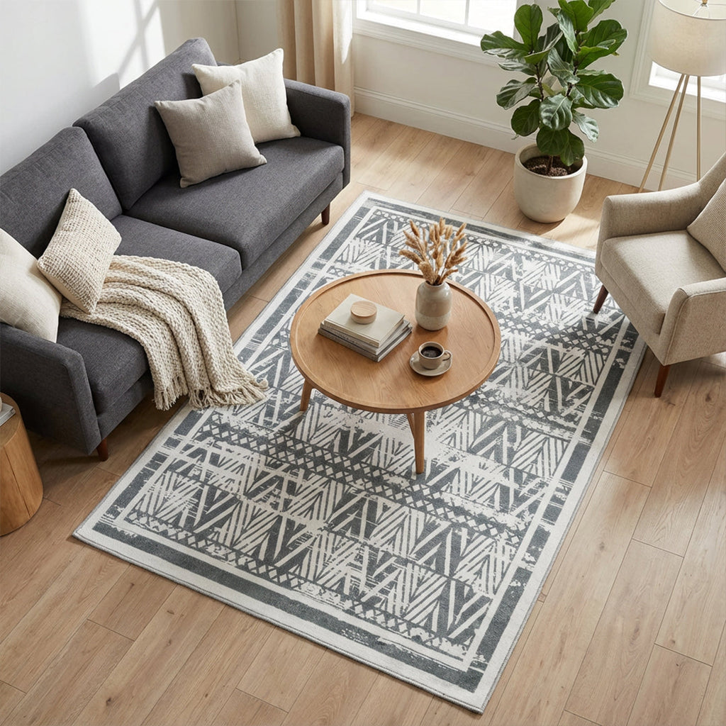 Muddy Mat® Zenith Washable Area Rugs for Living Room, Bedroom & Dining Room – Modern Soft Low Pile Non Slip Carpet – Pet Friendly Waterproof Foldable Rugs for Home