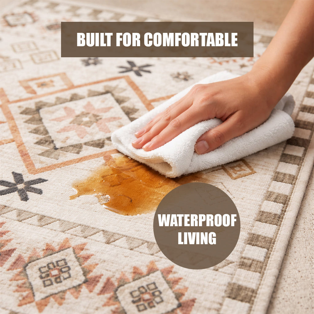 Muddy Mat® Sedona Washable Area Rugs for Living Room, Bedroom & Dining Room – Modern Soft Low Pile Non Slip Carpet – Pet Friendly Waterproof Foldable Rugs for Home