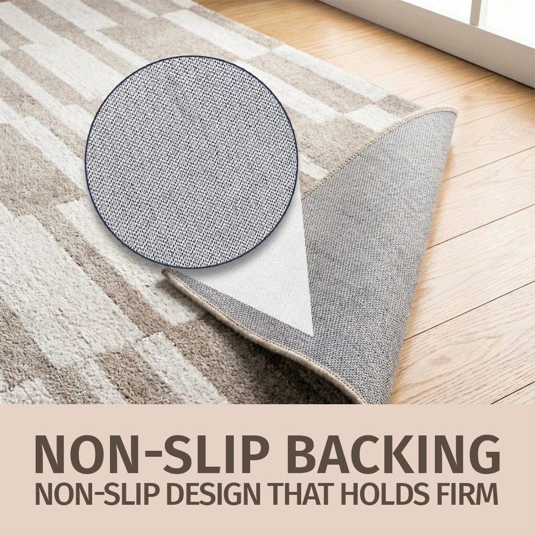 Muddy Mat® Brickline Washable Area Rugs for Living Room, Bedroom & Dining Room – Modern Soft Low Pile Non Slip Carpet – Pet Friendly Waterproof Foldable Rugs for Home