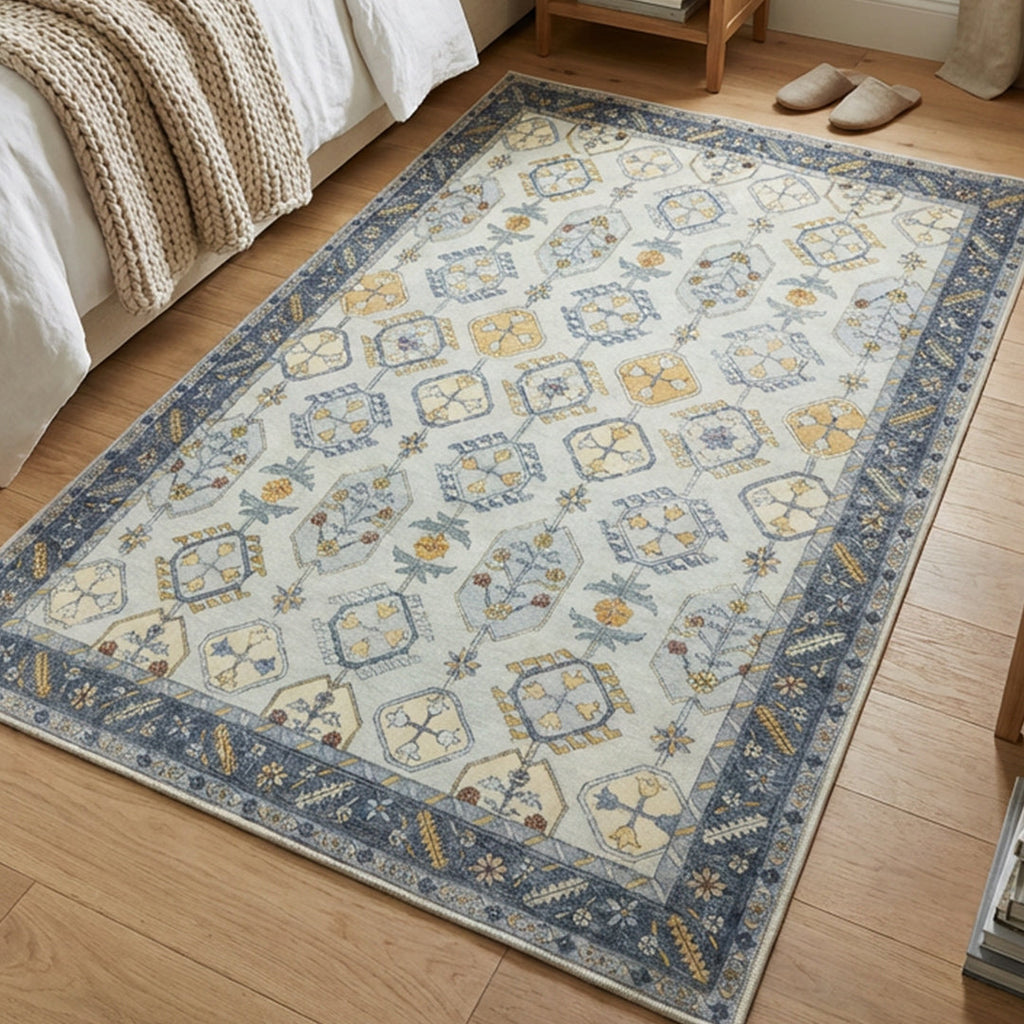 Muddy Mat® Celeste Washable Area Rugs for Living Room, Bedroom & Dining Room – Modern Soft Low Pile Non Slip Carpet – Pet Friendly Waterproof Foldable Rugs for Home