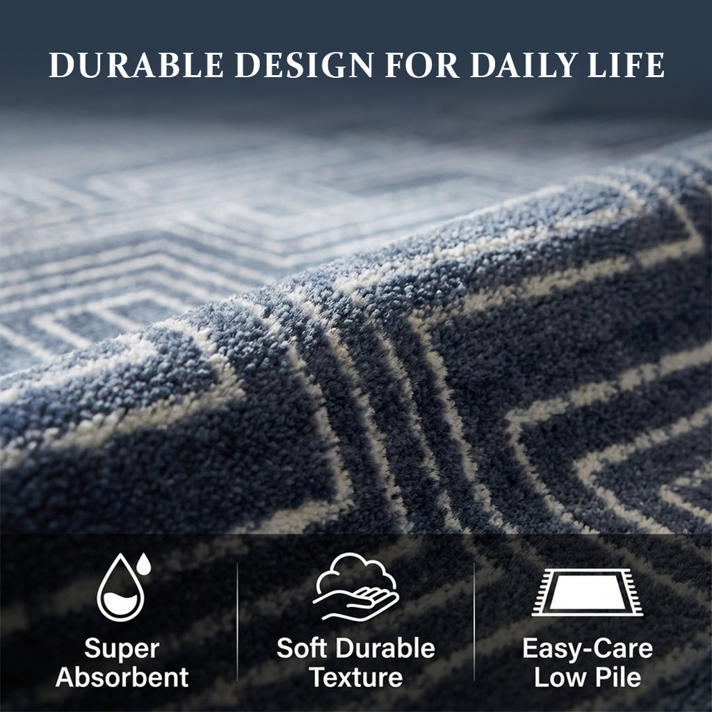 Muddy Mat® Cipher Washable Area Rugs for Living Room, Bedroom & Dining Room – Modern Soft Low Pile Non Slip Carpet – Pet Friendly Waterproof Foldable Rugs for Home