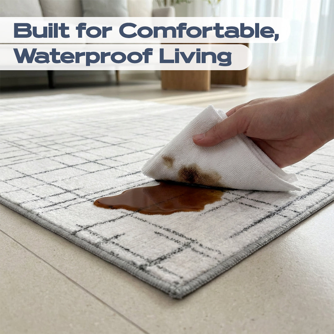 Muddy Mat® Strata Washable Area Rugs for Living Room, Bedroom & Dining Room – Modern Soft Low Pile Non Slip Carpet – Pet Friendly Waterproof Foldable Rugs for Home