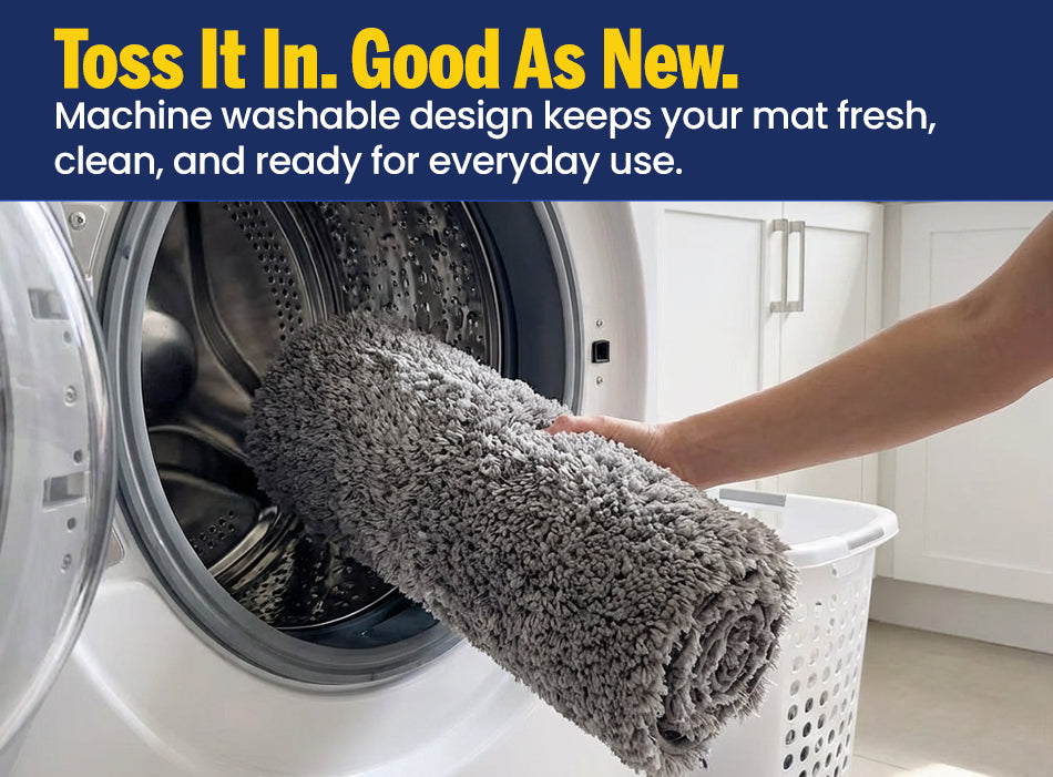 Muddy Mat® Fluffy Bathroom Rugs 2 Piece Set, Soft Absorbent Microfiber Bath Mats, Non Slip, Quick Dry, Machine Washable for Floor, Tub, Shower & Toilet, 20"x30" + 20"x20" U-Shaped