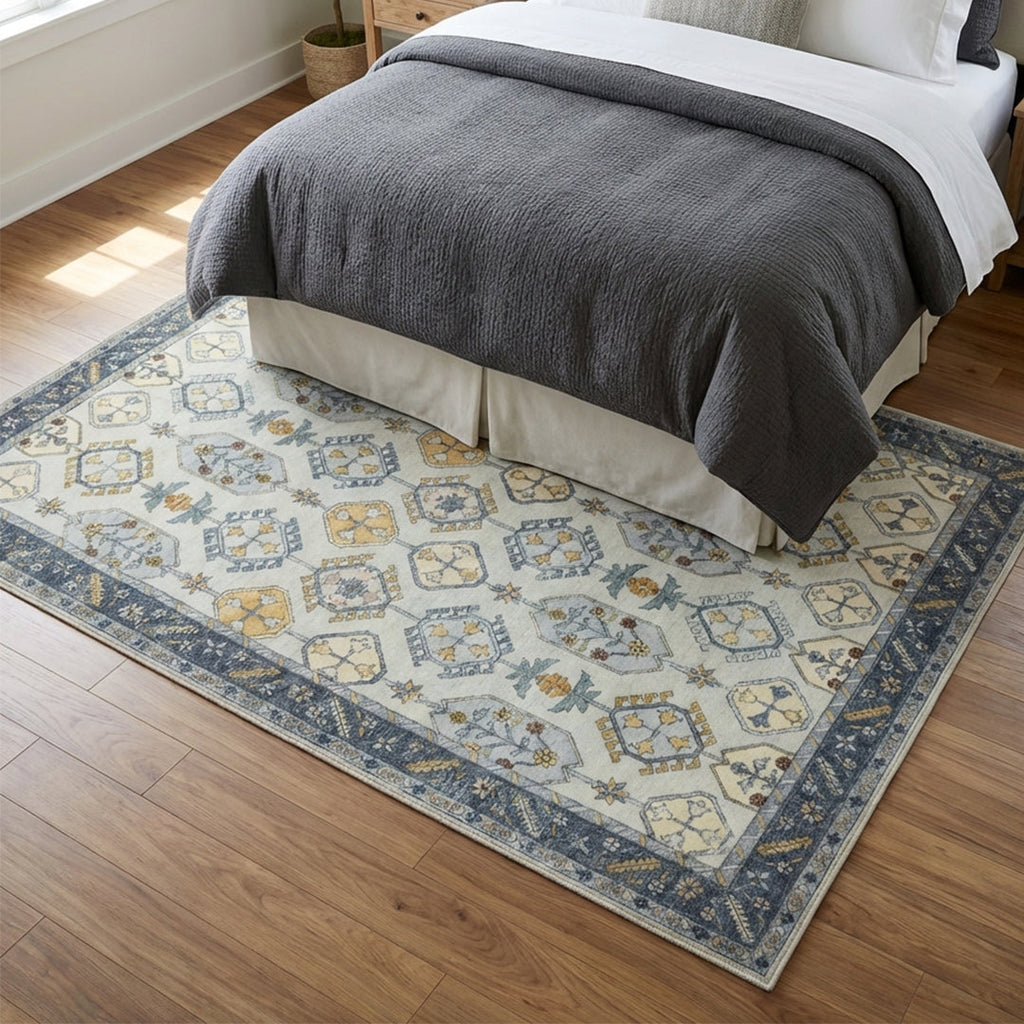 Muddy Mat® Celeste Washable Area Rugs for Living Room, Bedroom & Dining Room – Modern Soft Low Pile Non Slip Carpet – Pet Friendly Waterproof Foldable Rugs for Home