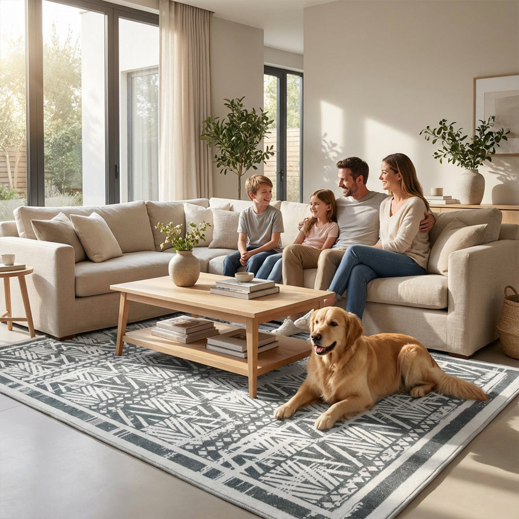 Muddy Mat® Zenith Washable Area Rugs for Living Room, Bedroom & Dining Room – Modern Soft Low Pile Non Slip Carpet – Pet Friendly Waterproof Foldable Rugs for Home
