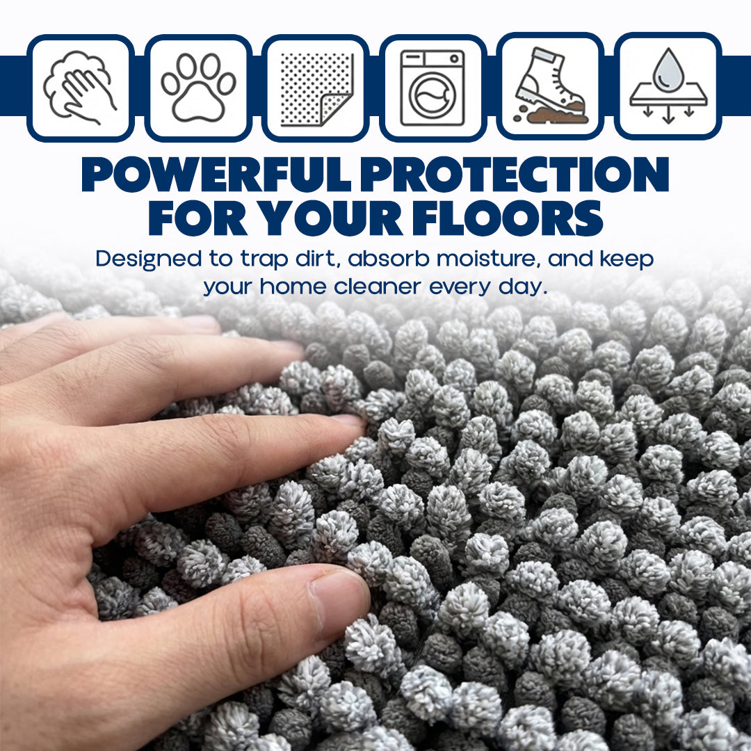 Muddy Mat® TrapMax Indoor Dog Door Mat & Bathroom Rugs – Non Slip Chenille Entryway Rug for Muddy Paws, Super Absorbent Washable Front Door Mat, Quick Dry Bath Mat