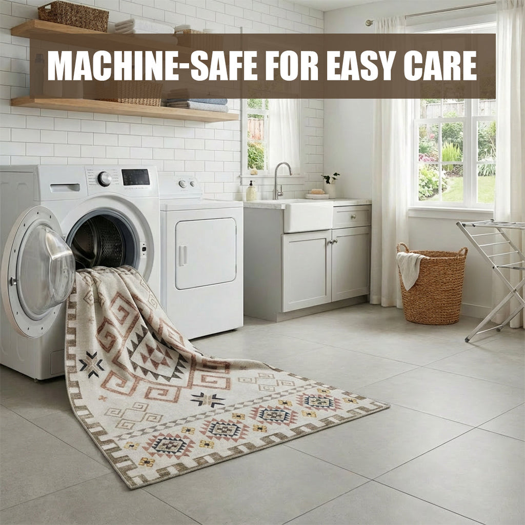 Muddy Mat® Sedona Washable Area Rugs for Living Room, Bedroom & Dining Room – Modern Soft Low Pile Non Slip Carpet – Pet Friendly Waterproof Foldable Rugs for Home