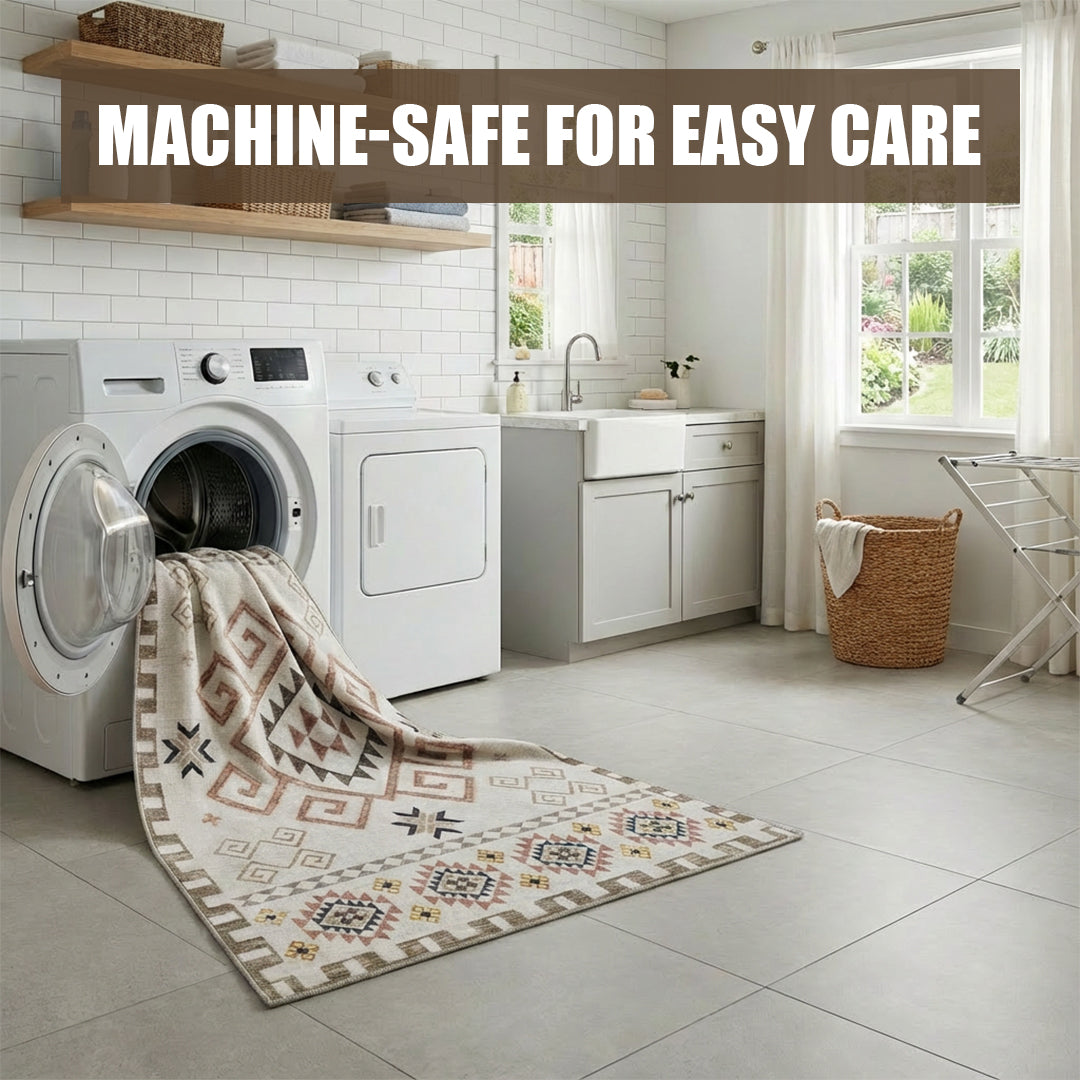 Muddy Mat® Sedona Washable Area Rugs for Living Room, Bedroom & Dining Room – Modern Soft Low Pile Non Slip Carpet – Pet Friendly Waterproof Foldable Rugs for Home