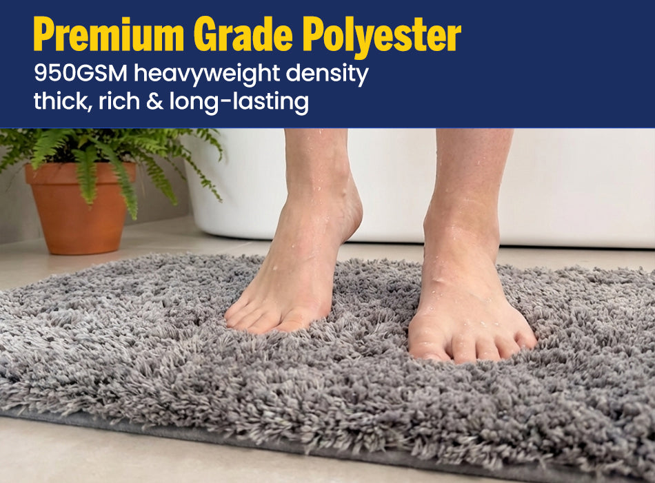 Muddy Mat® Fluffy Bathroom Rugs 2 Piece Set, Soft Absorbent Microfiber Bath Mats, Non Slip, Quick Dry, Machine Washable for Floor, Tub, Shower & Toilet, 20"x30" + 20"x20" U-Shaped