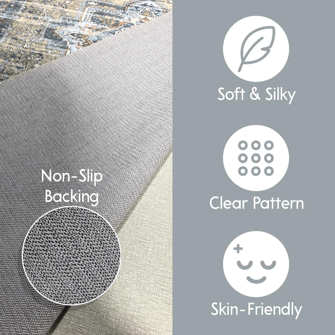 Muddy Mat® Coral Washable Area Rugs for Living Room, Bedroom & Dining Room – Modern Soft Low Pile Non Slip Carpet – Pet Friendly Waterproof Foldable Rugs for Home
