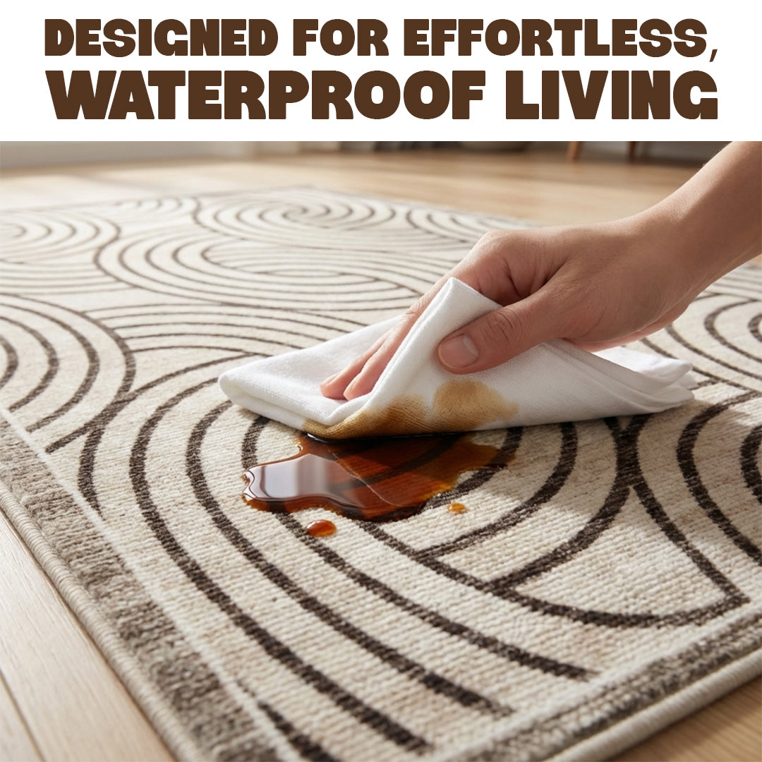 Muddy Mat® Orbit Washable Area Rugs for Living Room, Bedroom & Dining Room – Modern Soft Low Pile Non Slip Carpet – Pet Friendly Waterproof Foldable Rugs for Home