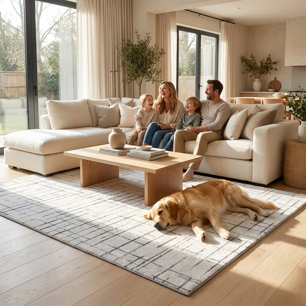 Muddy Mat® Strata Washable Area Rugs for Living Room, Bedroom & Dining Room – Modern Soft Low Pile Non Slip Carpet – Pet Friendly Waterproof Foldable Rugs for Home
