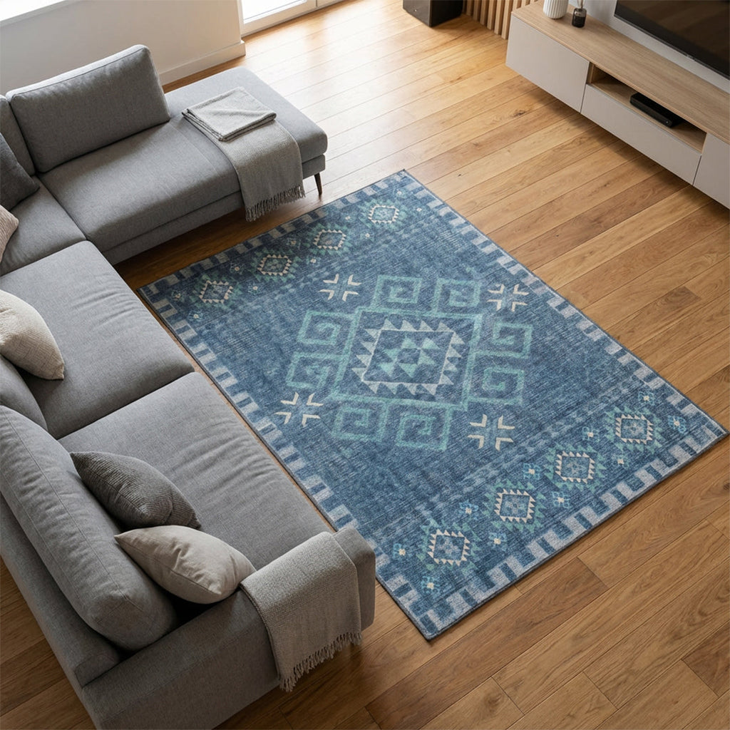 Muddy Mat® Mesa Washable Area Rugs for Living Room, Bedroom & Dining Room – Modern Soft Low Pile Non Slip Carpet – Pet Friendly Waterproof Foldable Rugs for Home