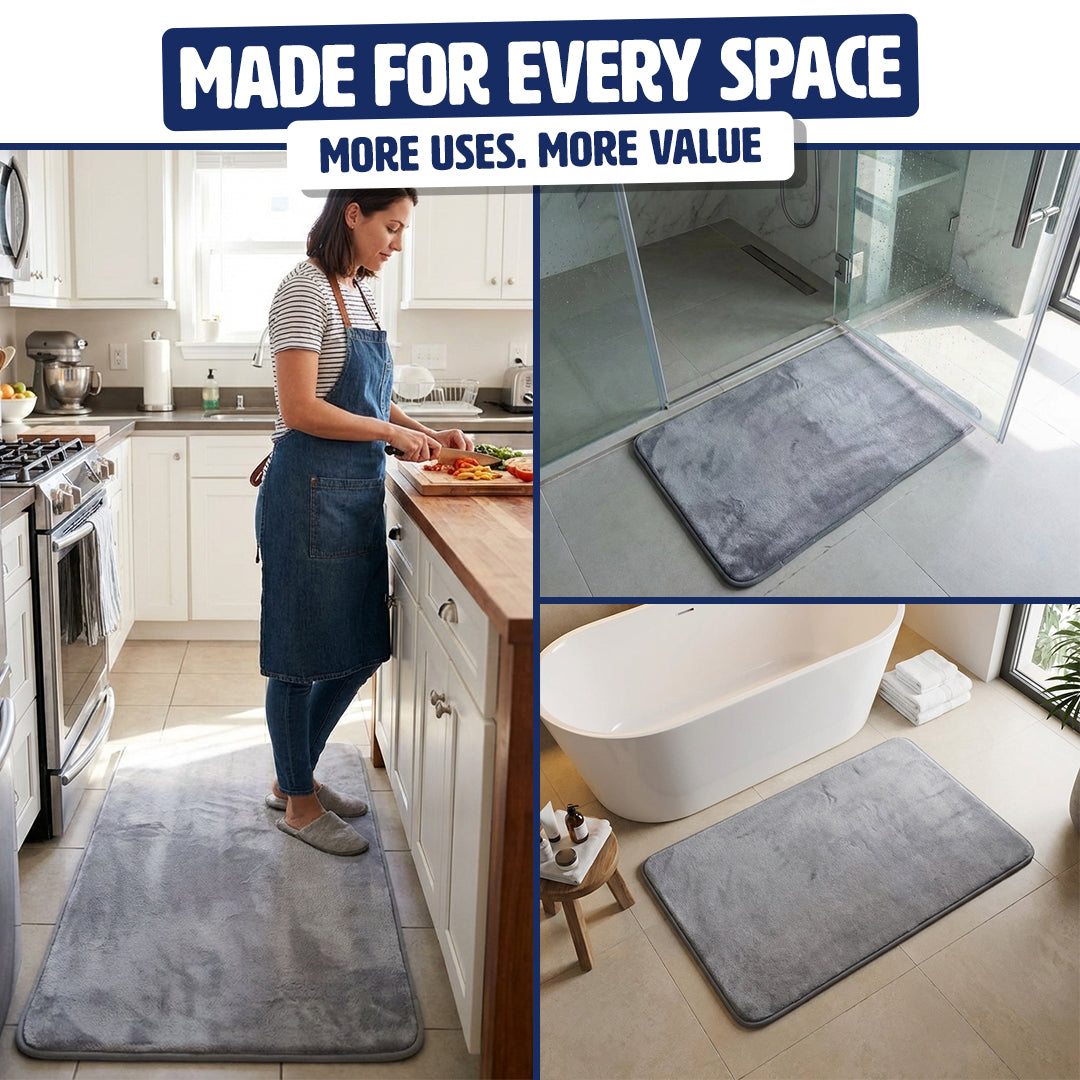 Muddy Mat® Memory Foam Bath Mat Set 2 Piece – Velvet Soft Non Slip Bathroom Rugs Set, Thick Absorbent Washable Bath Mats for Bathroom Floor and Shower, 20"x30" + 20"x20" U-Shaped