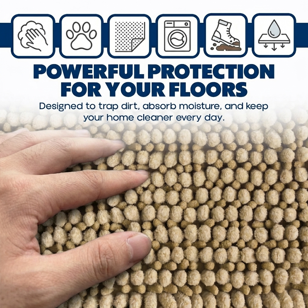 Muddy Mat® TrapMax Indoor Dog Door Mat & Bathroom Rugs – Non Slip Chenille Entryway Rug for Muddy Paws, Super Absorbent Washable Front Door Mat, Quick Dry Bath Mat