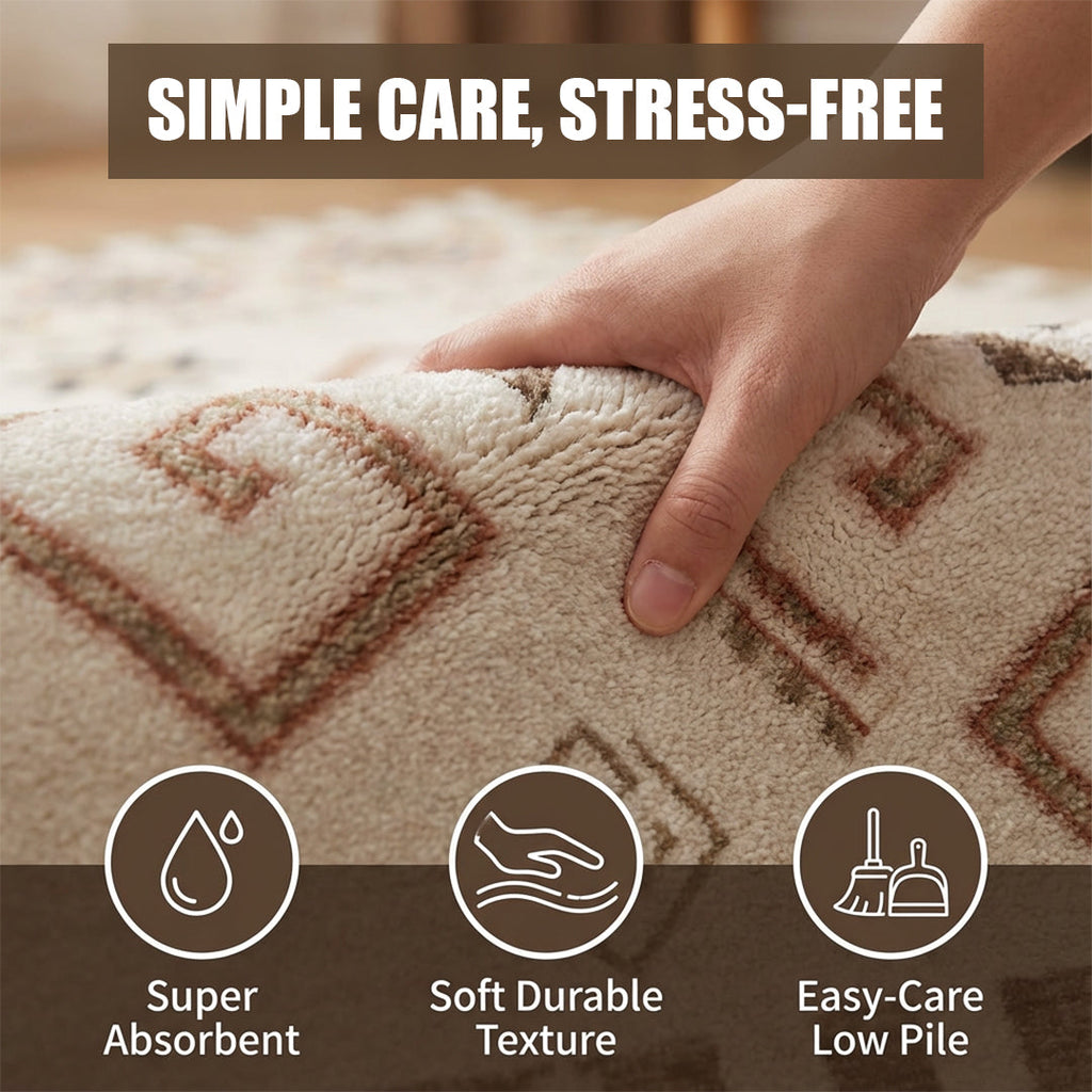 Muddy Mat® Sedona Washable Area Rugs for Living Room, Bedroom & Dining Room – Modern Soft Low Pile Non Slip Carpet – Pet Friendly Waterproof Foldable Rugs for Home