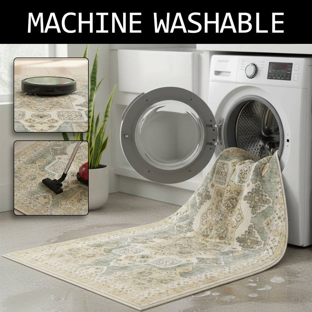 Muddy Mat® Monarch Washable Area Rugs for Living Room, Bedroom & Dining Room – Modern Soft Low Pile Non Slip Carpet – Pet Friendly Waterproof Foldable Rugs for Home