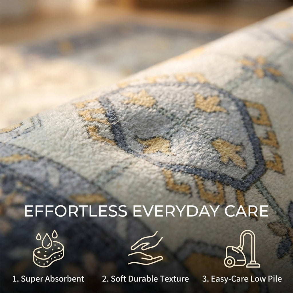 Muddy Mat® Celeste Washable Area Rugs for Living Room, Bedroom & Dining Room – Modern Soft Low Pile Non Slip Carpet – Pet Friendly Waterproof Foldable Rugs for Home