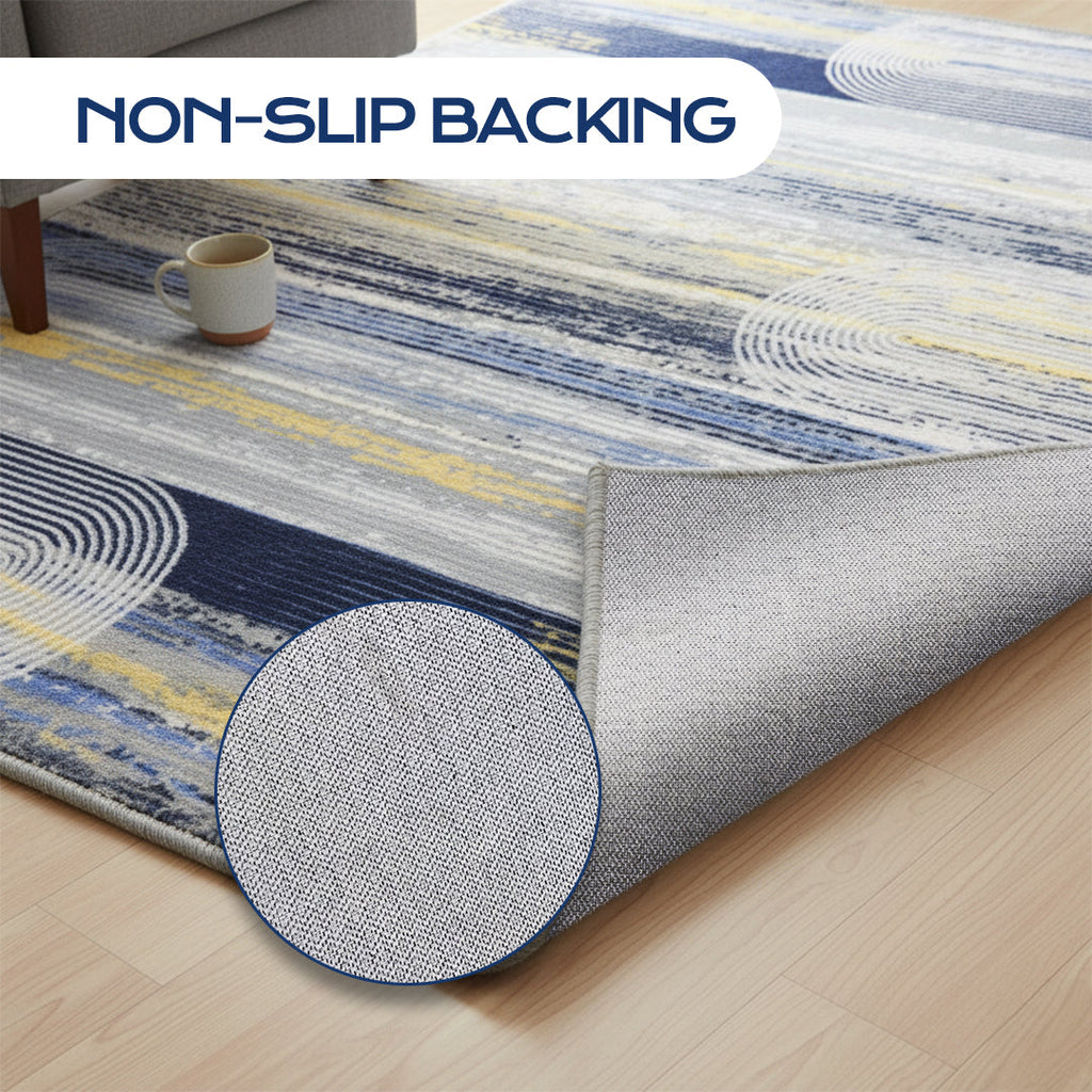 Muddy Mat® Horizon Washable Area Rugs for Living Room, Bedroom & Dining Room – Modern Soft Low Pile Non Slip Carpet – Pet Friendly Waterproof Foldable Rugs for Home