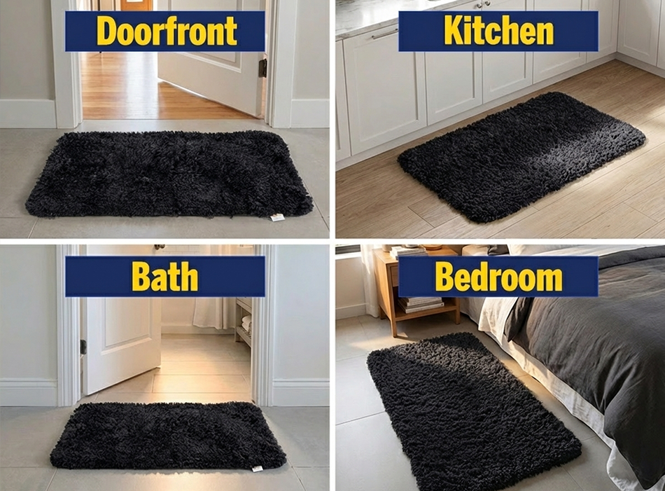 Muddy Mat® Fluffy Bathroom Rug, Soft Absorbent Microfiber Bath Mat, Non Slip, Quick Dry, Machine Washable for Bathroom Floor, Tub, Shower, Toilet and Sink
