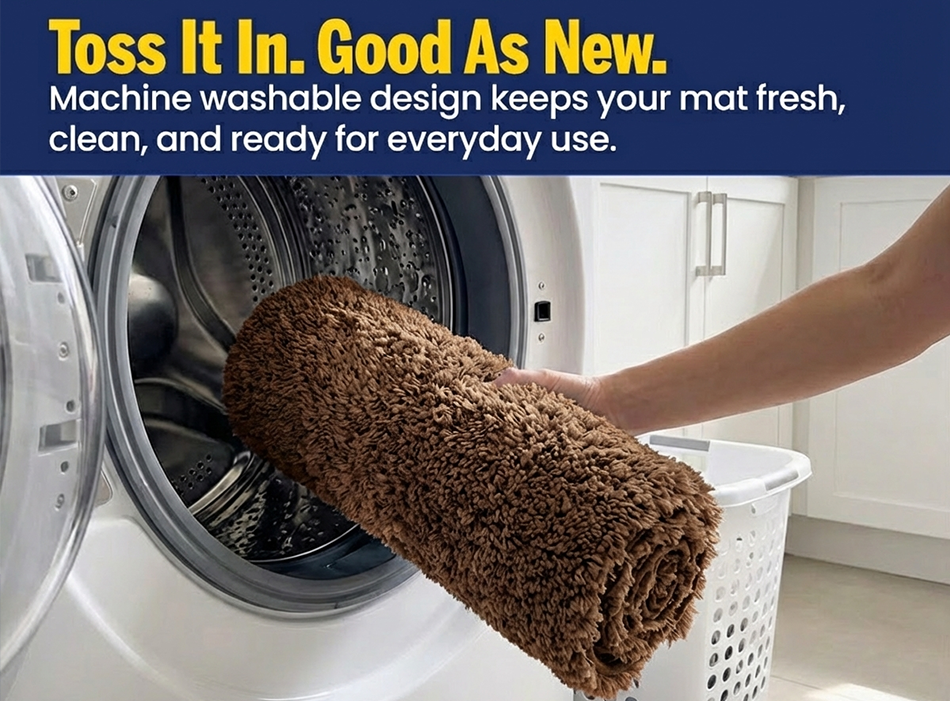 Muddy Mat® Fluffy Bathroom Rugs 2 Piece Set, Soft Absorbent Microfiber Bath Mats, Non Slip, Quick Dry, Machine Washable for Floor, Tub, Shower & Toilet, 20"x30" + 20"x20" U-Shaped