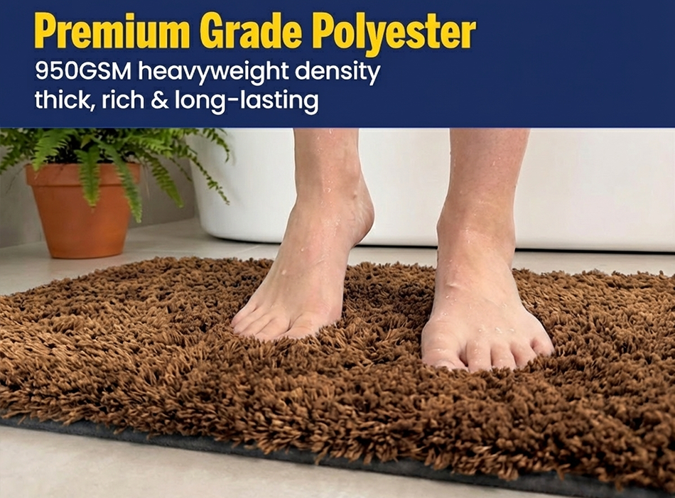 Muddy Mat® Fluffy Bathroom Rug, Soft Absorbent Microfiber Bath Mat, Non Slip, Quick Dry, Machine Washable for Bathroom Floor, Tub, Shower, Toilet and Sink