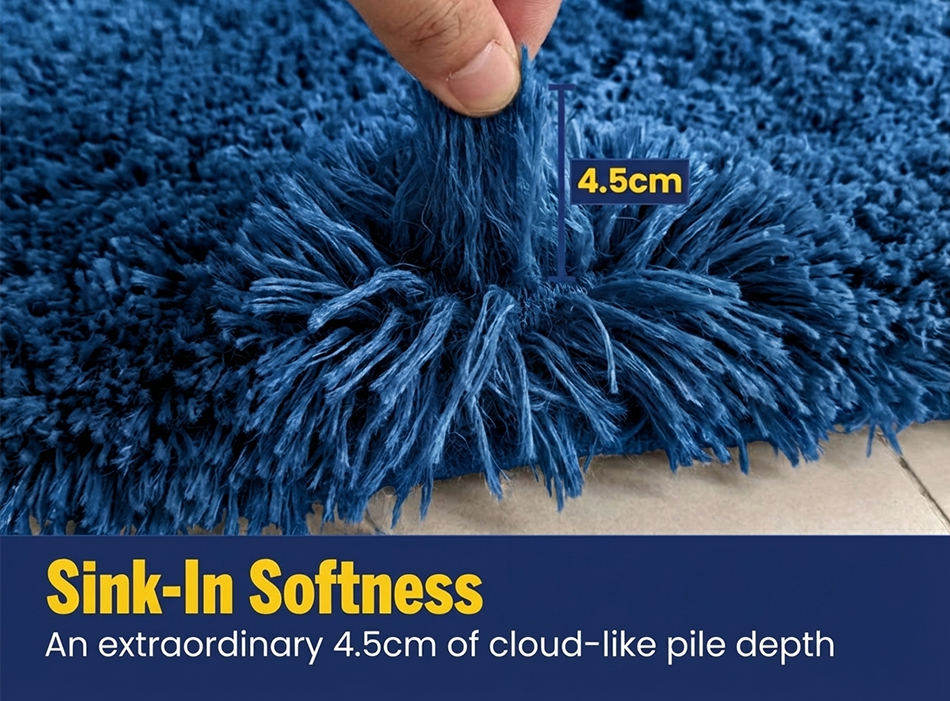Muddy Mat® Fluffy Bathroom Rugs 2 Piece Set, Soft Absorbent Microfiber Bath Mats, Non Slip, Quick Dry, Machine Washable for Floor, Tub, Shower & Toilet, 20"x30" + 20"x20" U-Shaped
