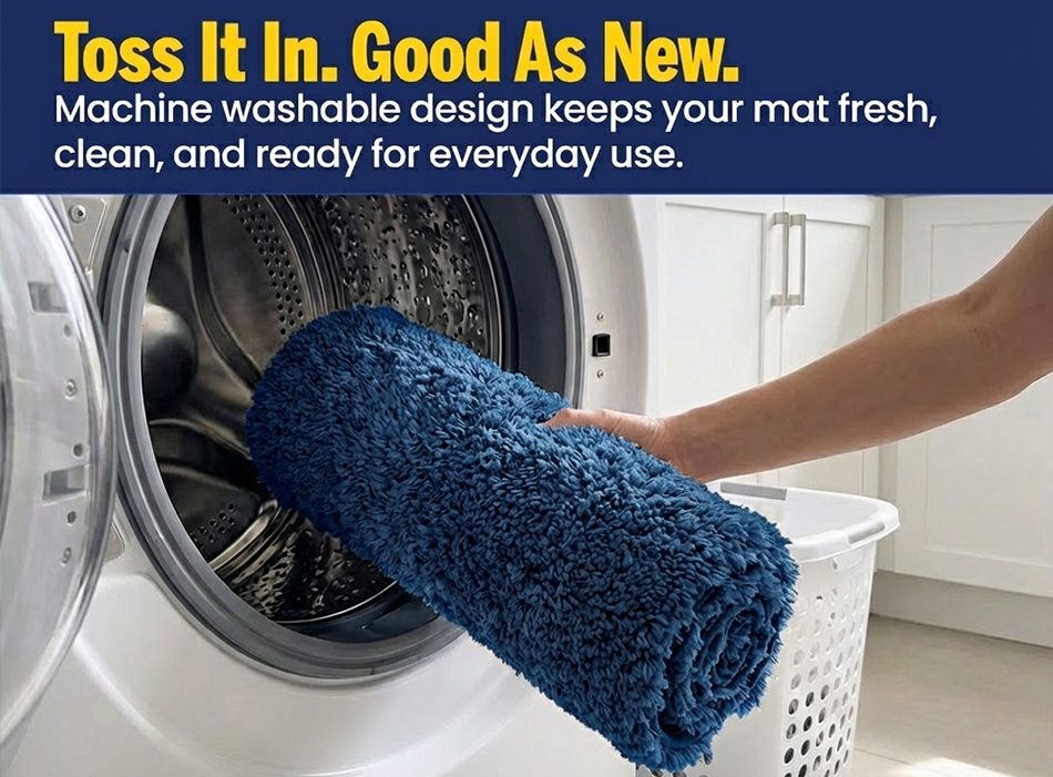 Muddy Mat® Fluffy Bathroom Rug, Soft Absorbent Microfiber Bath Mat, Non Slip, Quick Dry, Machine Washable for Bathroom Floor, Tub, Shower, Toilet and Sink